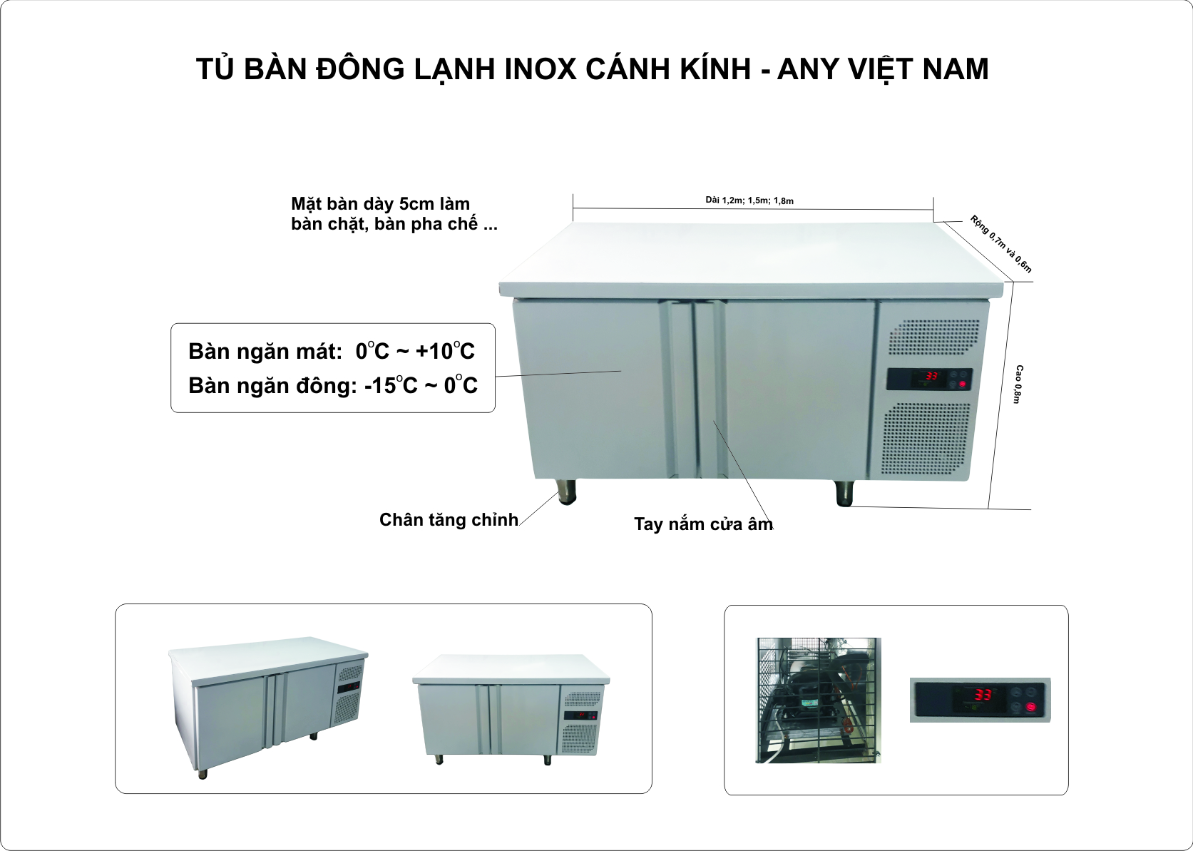 Bàn mát inox Jinling dài 150cm || Bếp nhà hàng || Bàn pha chế quầy bar